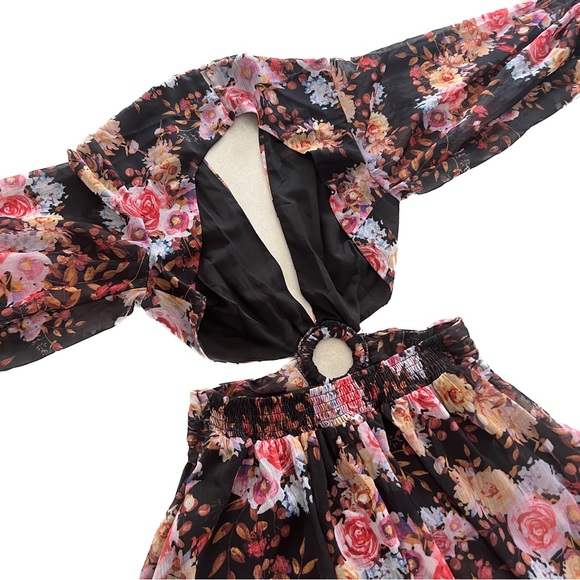 Amaroso Boutique Black Multi Coloured Floral Della Maxi Dress Womens Aus Size 12 - Picture 3 of 14